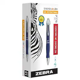 Zebra - Sarasa Dry X10 Retractable Gel Pen, Medium Point, 0.7mm, 12/Pack (42620) - Blue Ink