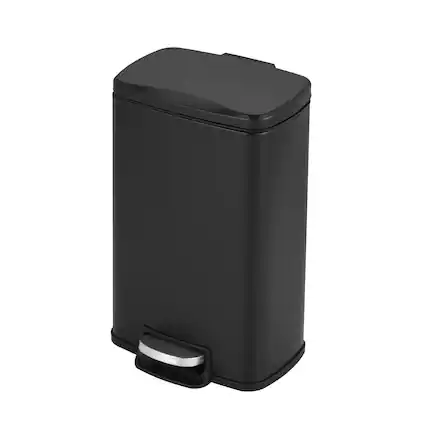 Front. Innovaze - Innovaze 1.3 Gal./5 Liter Rectangular Matt Black Step-on Trash Can for Bathroom and Office - Black.