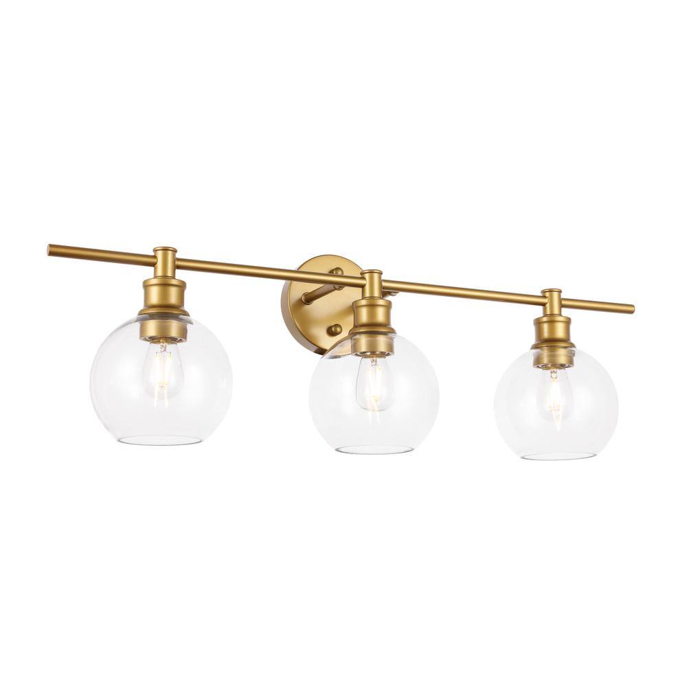 Back. Living District - Collier 3 light Brass and Clear glass Wall sconce - Brass And Clear Glass.