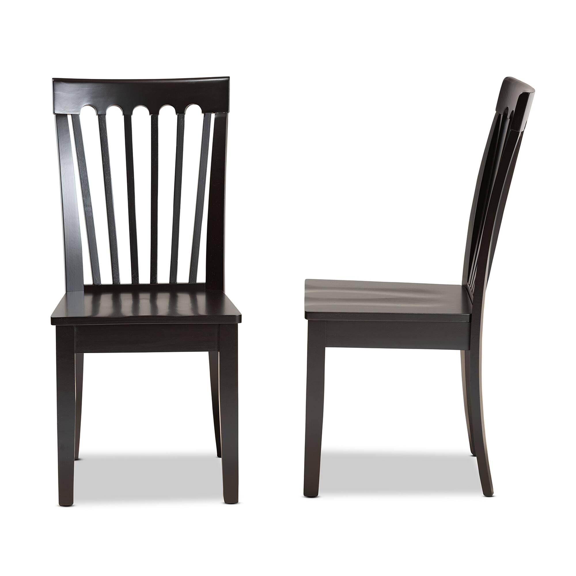 Left. Baxton Studio - Minette Modern and Contemporary Transitional Finished Wood 2-Piece Dining Chair Set - Dark Brown.