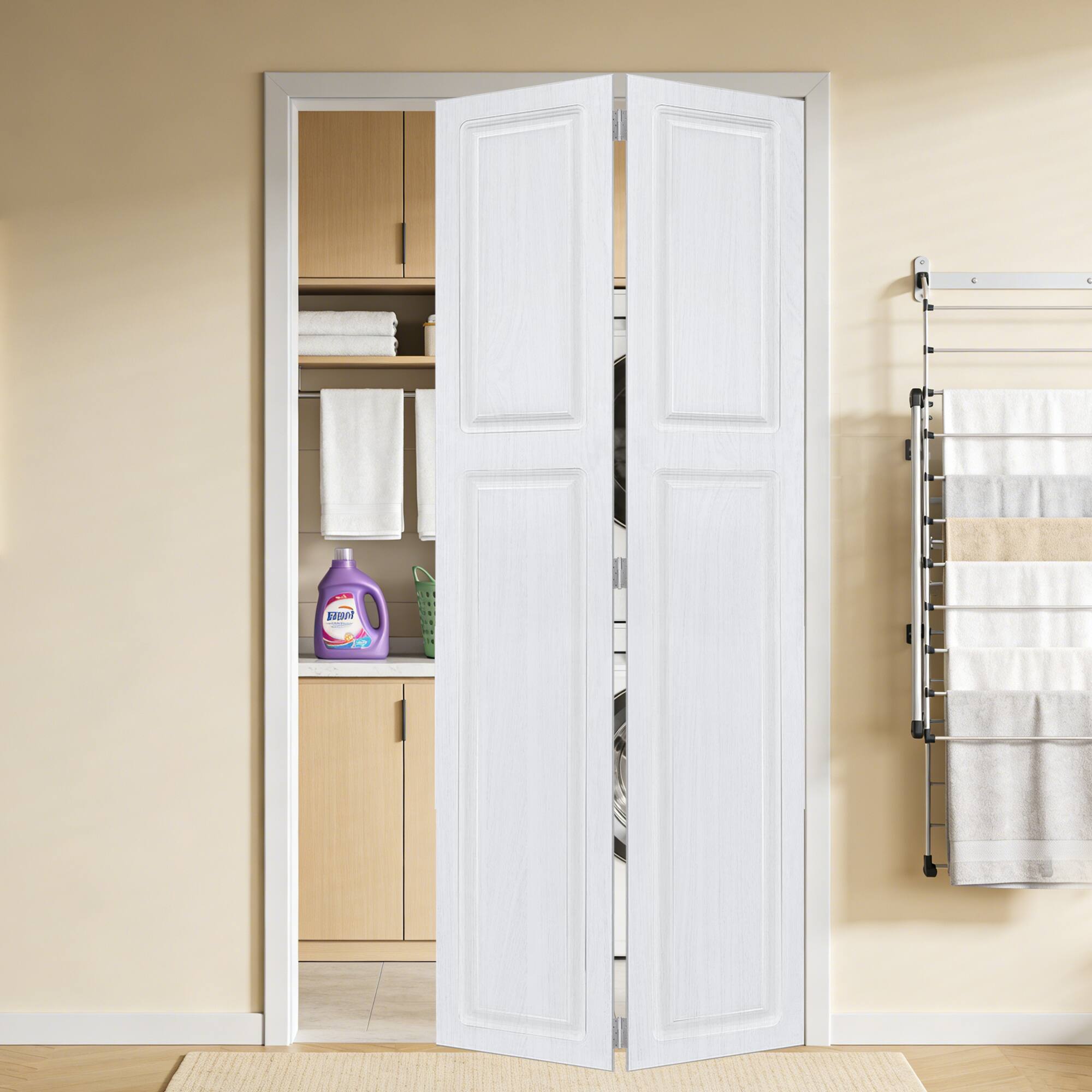 Alt View 1. Boyel Living - Milk White Interior Barn Door 80-in L x 0.75-in W x 36-in H with Matching Installation Hardware - Milk White.