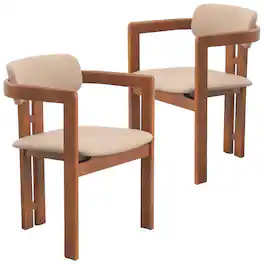 LeisureMod - Velo 2-PCS Faux Leather Side Chair - Modern Dining Accent Armchair - Dark Natural/Taupe