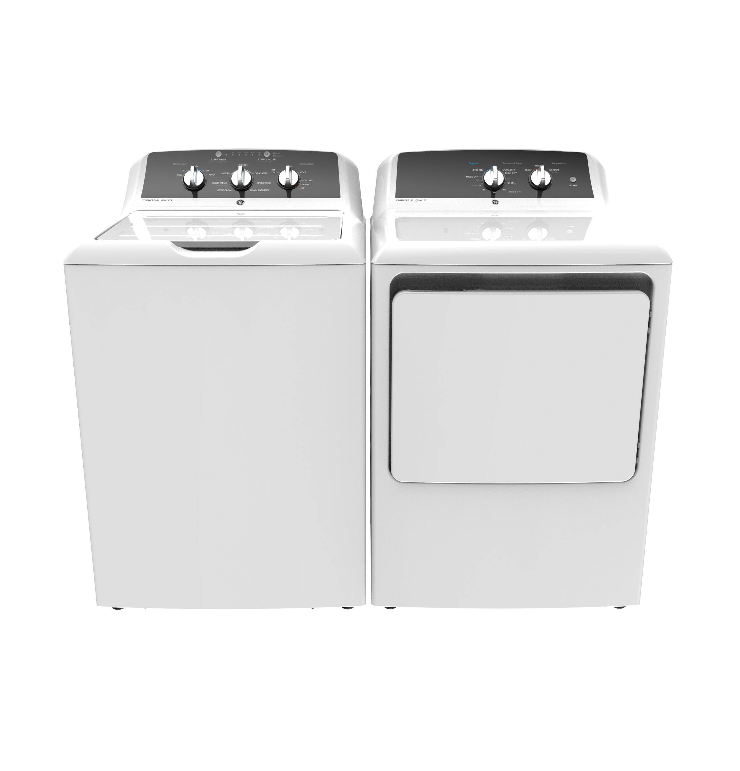 GE GE - 4.3 Cu. Ft. High-Efficiency Top Load Washer with 5 Year Limited Parts and Labor Warranty - White with Black Stainless Steel 24