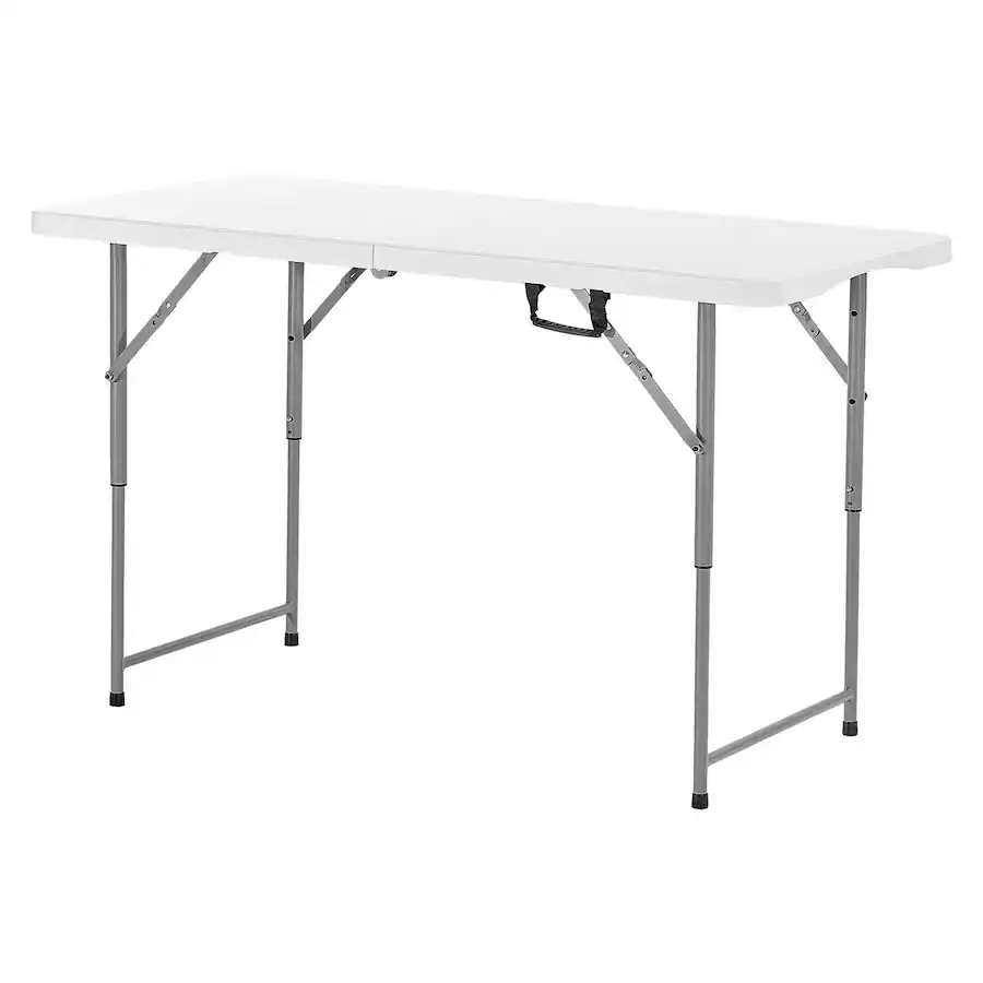VEVOR Folding Table, 4 Ft Heavy Duty Portable Fold in Half Utility ...