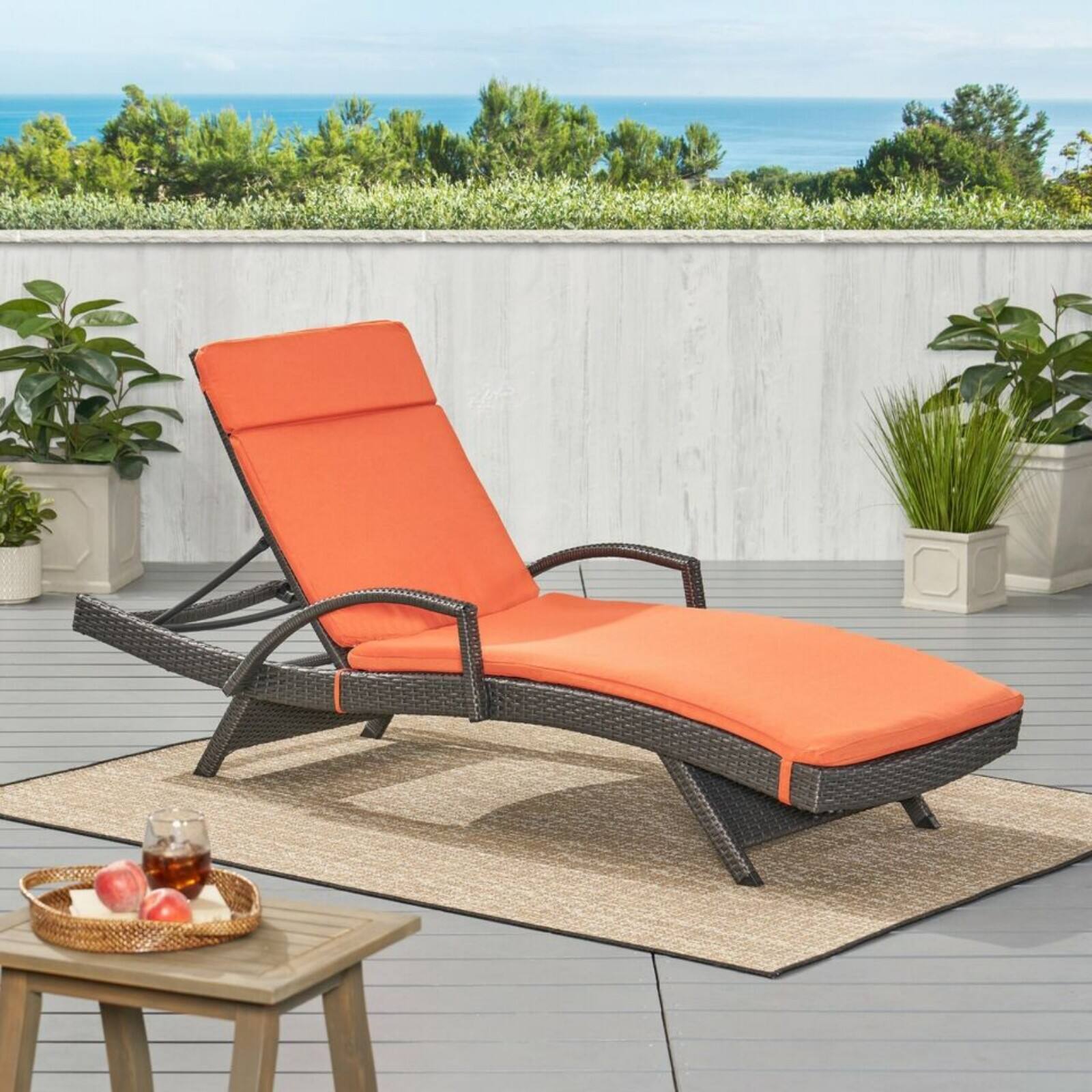 Alt View 1. Ecooso - 2PCS Outdoor Chaise Lounge Cushion，Water-Resistant，100% Polyester Fabric, No Assembly Required(Without Chaise Lounge) - Orange.