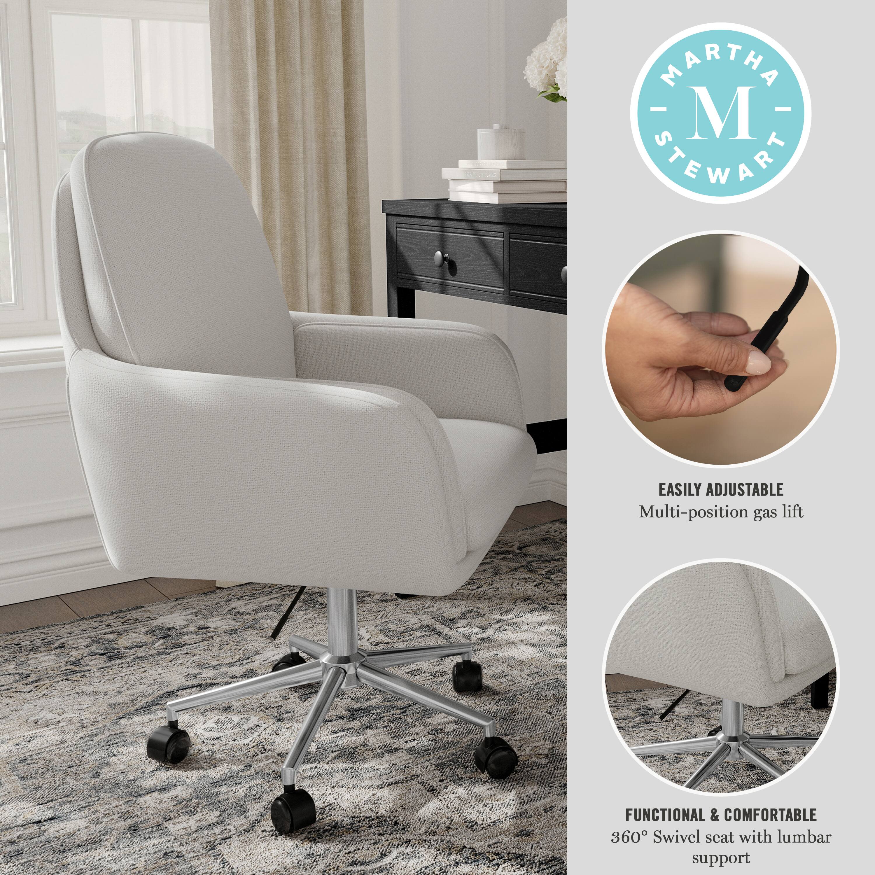 Martha Stewart Easily Adjustable Multi-position Gas Lift Functional & Comfortable 360 Swivel Seat with Lumbar Support.