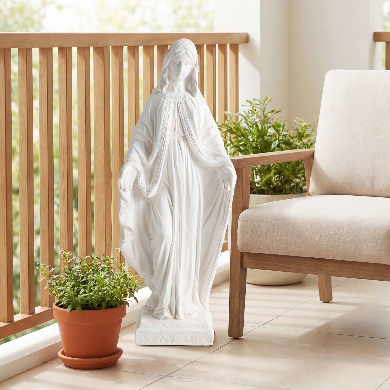 Alt View 5. Costway - Costway 31.5" Tall Outdoor Religious Sculpture with Aged Finish for Yard, Patio, Lawn - White.