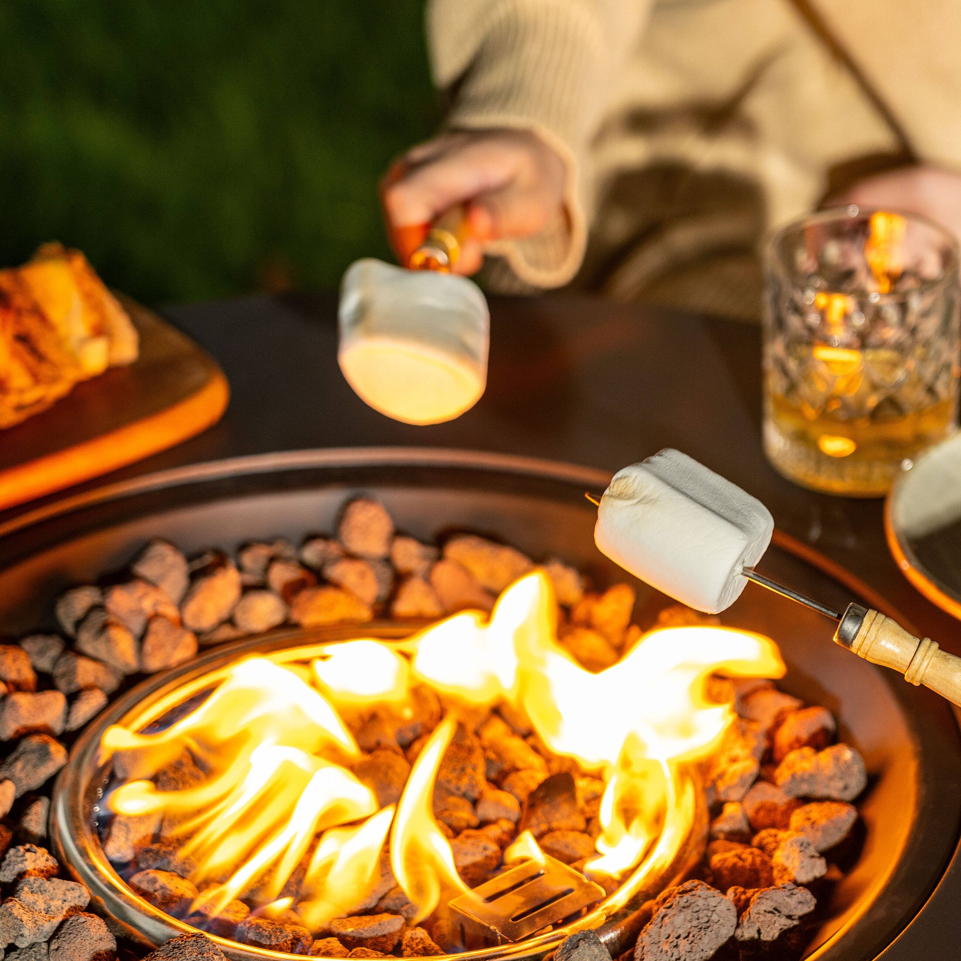 Alt View 10. Nuu Garden - Nuu Garden Patio 30'' Round Propane Fire Pit Table with Lid and Lava Rocks - Black.