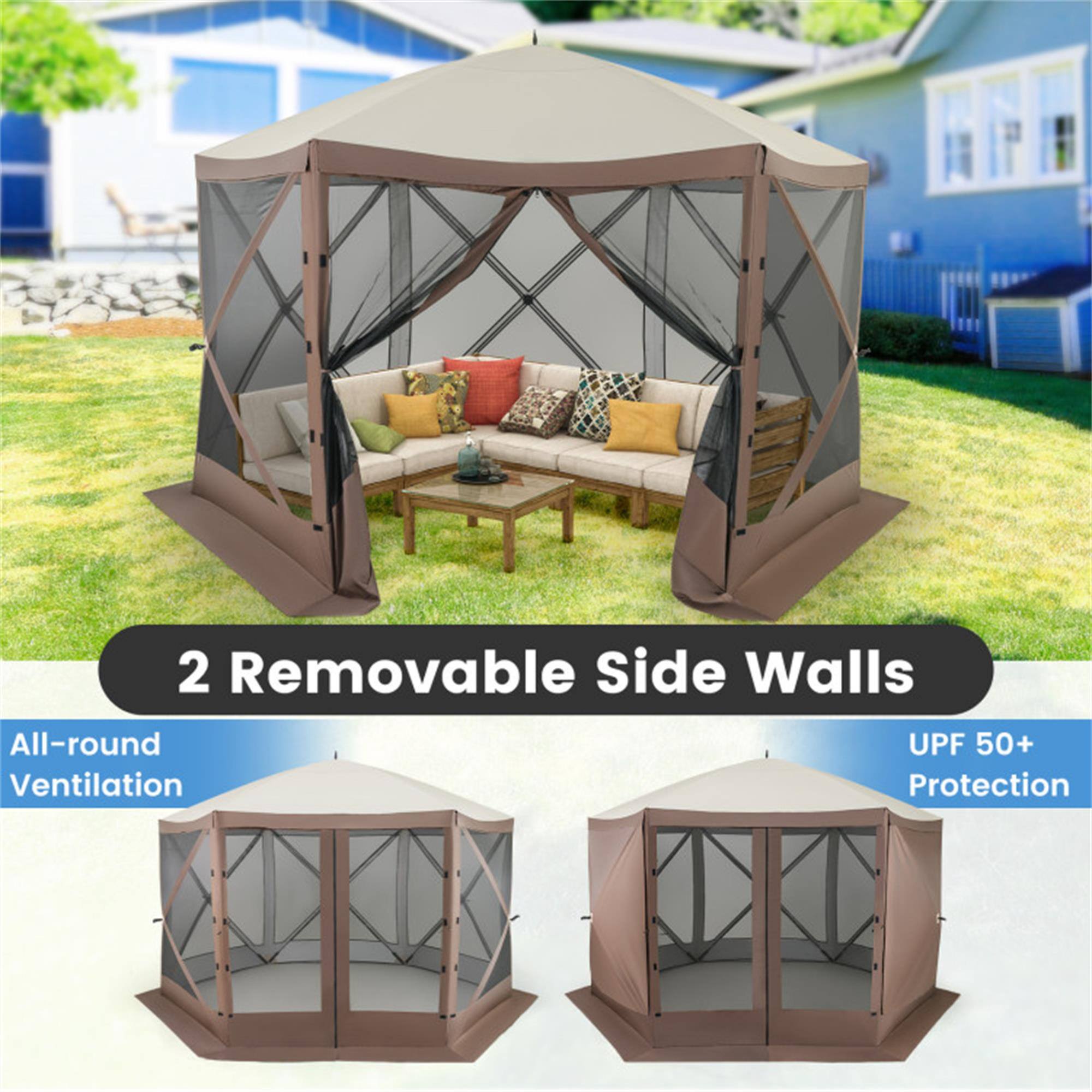 2 Removable Side Walls  
All-round Ventilation  
UPF 50+ Protection