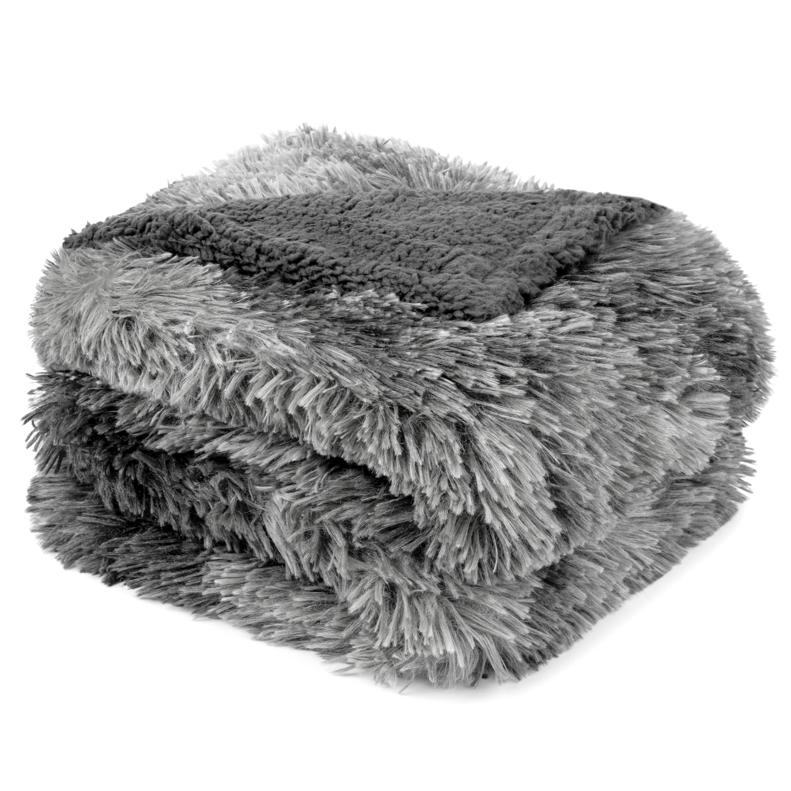 Alt View 1. Alchemy Casas - Fluffy Throw Blanket Bed Fuzzy For Women Men Furry Plush Warm Sofa Super Soft Thick Faux Sherpa Tie dye - Light Grey 60 x 80 Inches - Twin.