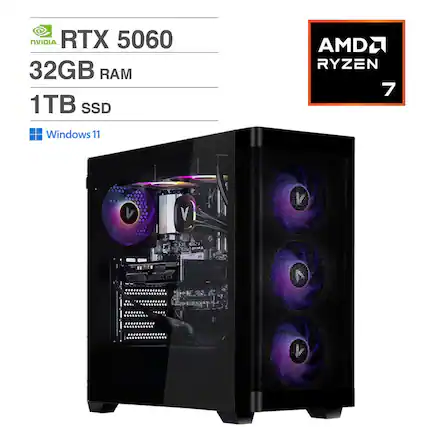 NVIDIA RTX 5060
32GB RAM
1TB SSD
AMD Ryzen 7
Windows 11