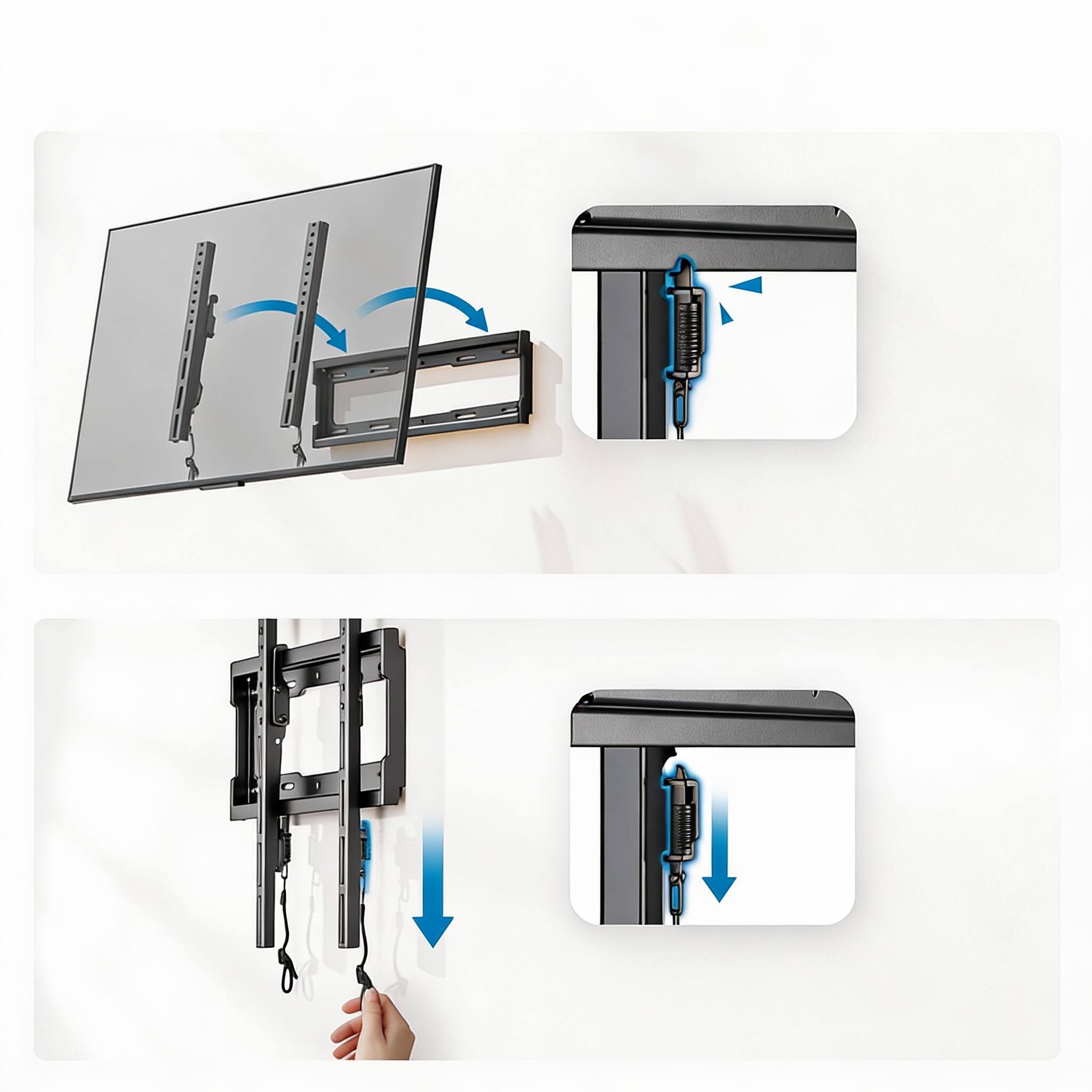 Alt View 3. Frangdom - 23"-55" Tilt Wall Mount, 99 lbs, VESA 400x400, 8° Tilt, 8-16" Stud - BLACK 23"-55" Tilt TV Wall Mount.