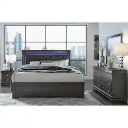 Global Furniture USA - Contemporary Pompei Full Bed In A Box - Metallic Grey