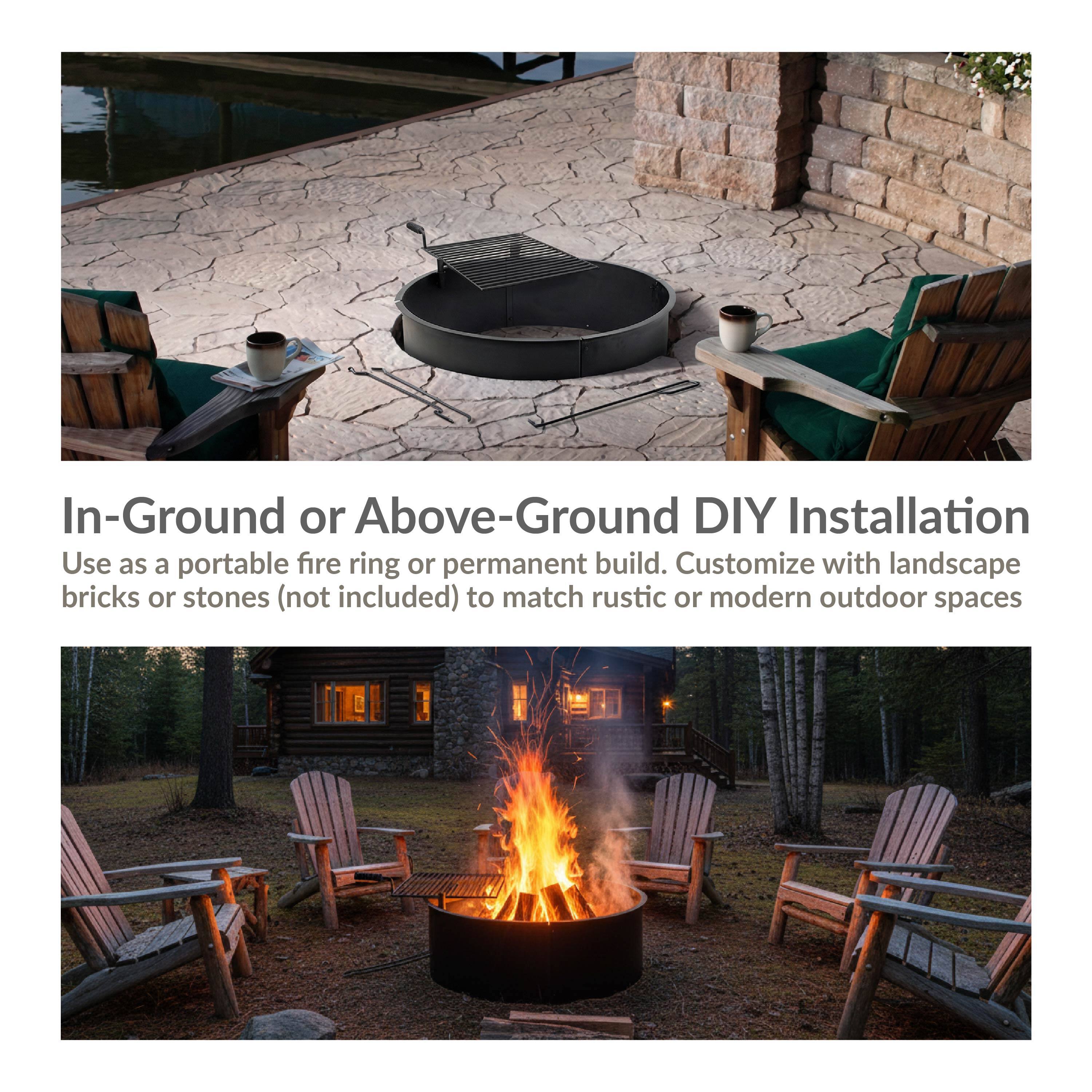 In-Ground or Above-Ground DIY Installation  
Use as a portable fire ring or permanent build. Customize with landscape bricks or stones (not included) to match rustic or modern outdoor spaces