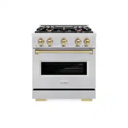 ZLINE - Autograph 30" Classic Dual Fuel Range w/ 4 Burners & Champagne Bronze Accents (CDRZ-30-CB) - Stainless Steel