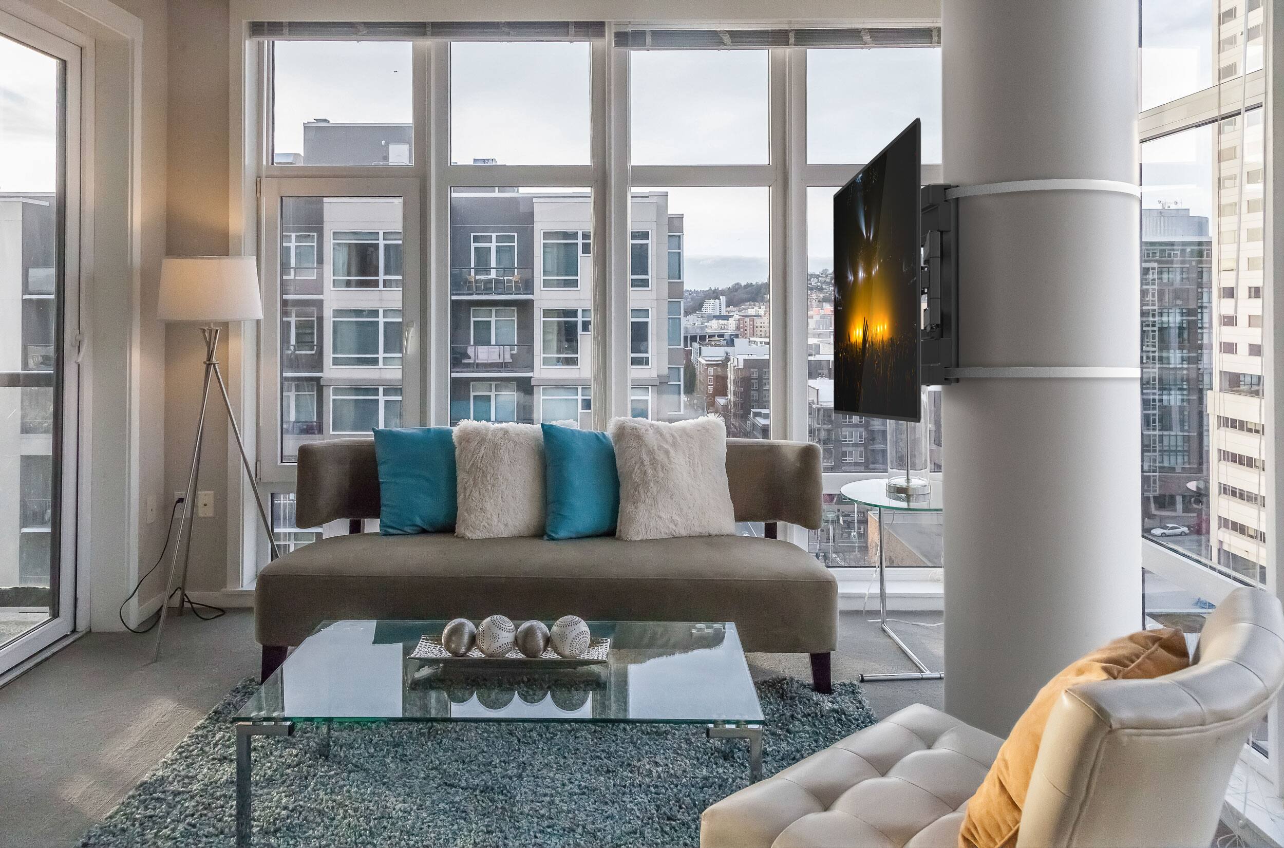 Alt View 5. Kanto - No Drill Column and Pillar TV Mount for 37" - 75" TVs - Black.