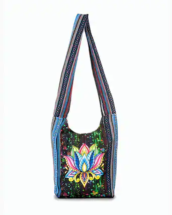 Front. Kathmandu Collection - Lotus Handmade Hobo Bag - Lotus Multicolor.