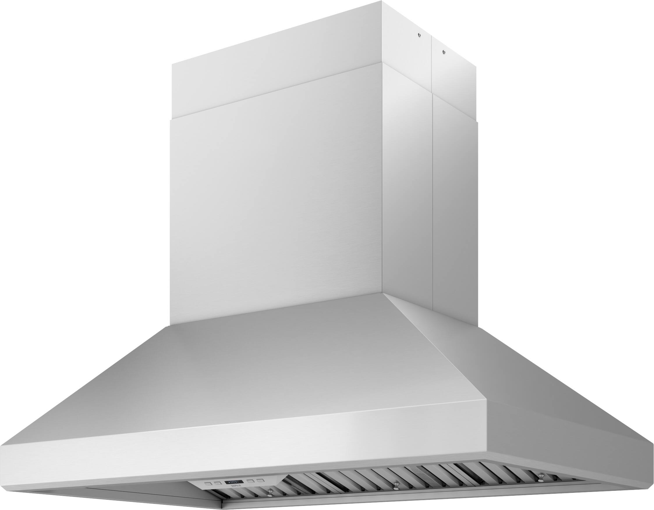 Angle. Zephyr - Titan 54 in. 650 CFM Island Mount Range Hood with TruHue - Stainless Steel.