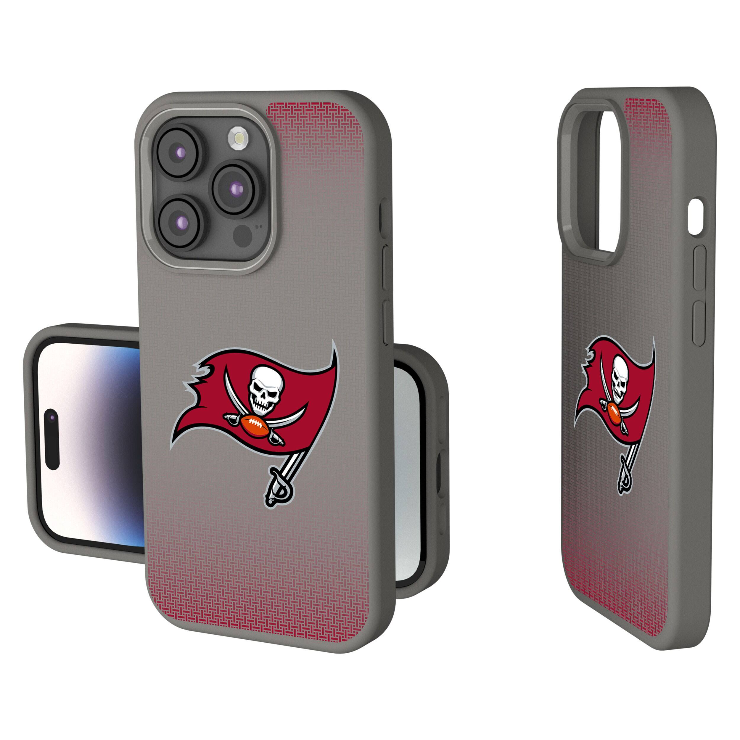 Front. Keyscaper - Tampa Bay Buccaneers Linen Logo iPhone Soft Touch Case - 15 - Gray.