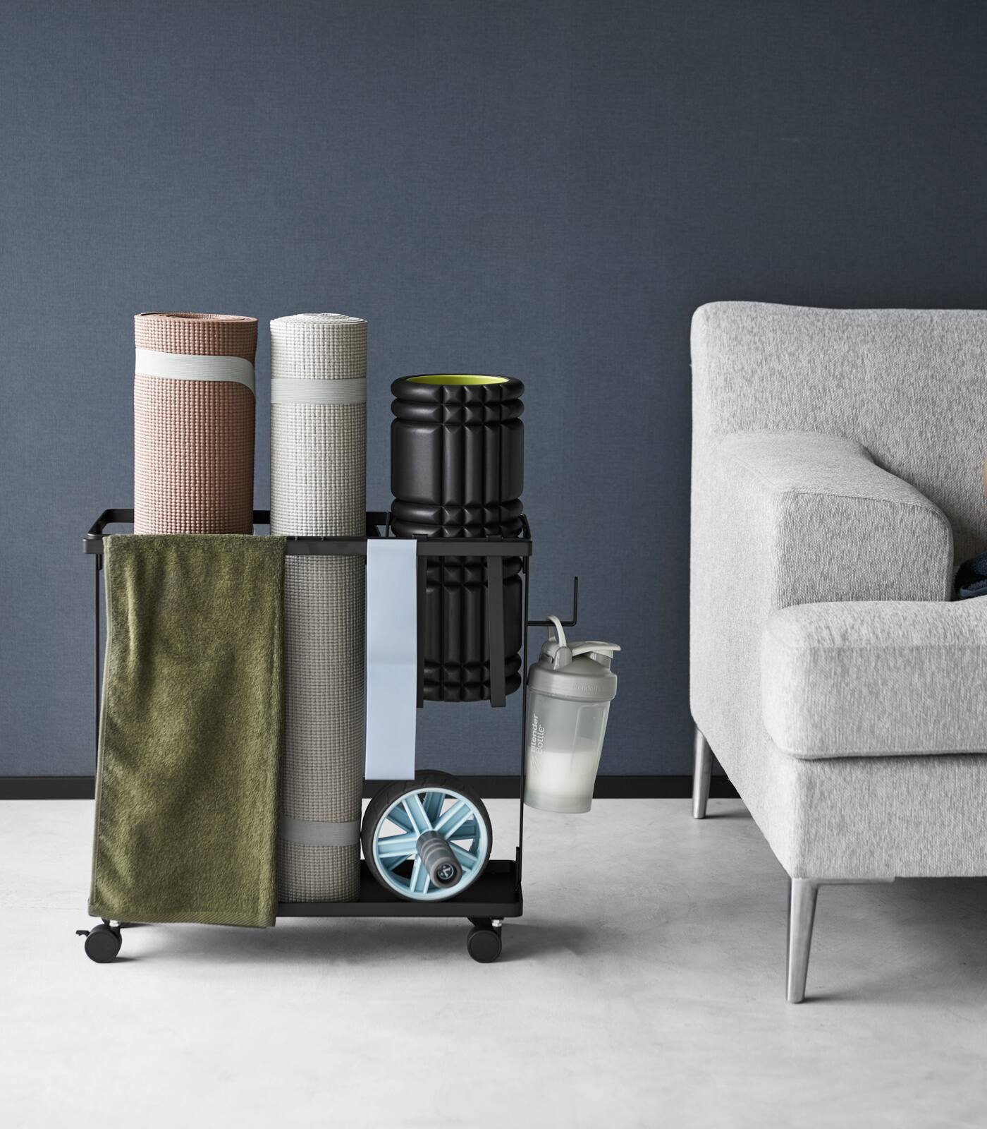 Left. Yamazaki Home - Fitness Equipment Storage Cart - 1990.