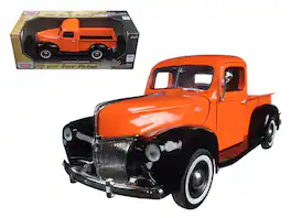 1940 Ford Pickup Truck "Timeless Classics" 1/18 Diecast Model Car by Motormax - Orange