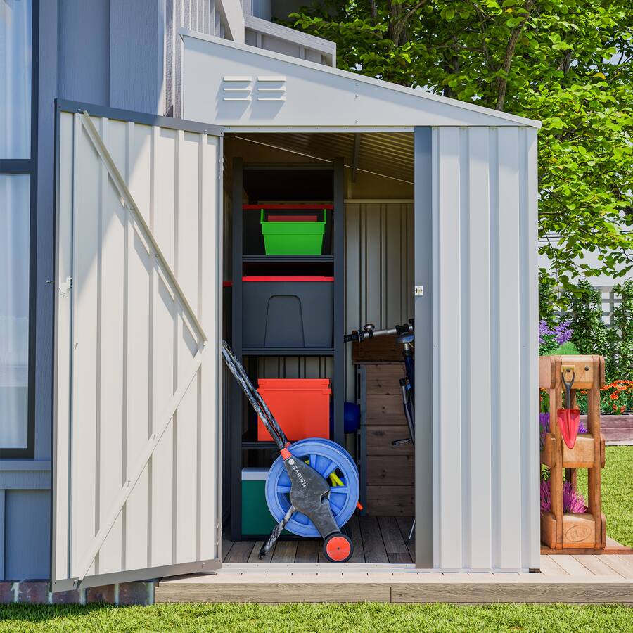 Mondawe 4x7 FT Lean To Metal Outdoor Garden Bike Shed With Lockable mondawe-4x7-ft-lean-to-metal-outdoor-garden-bike-shed-with-lockable