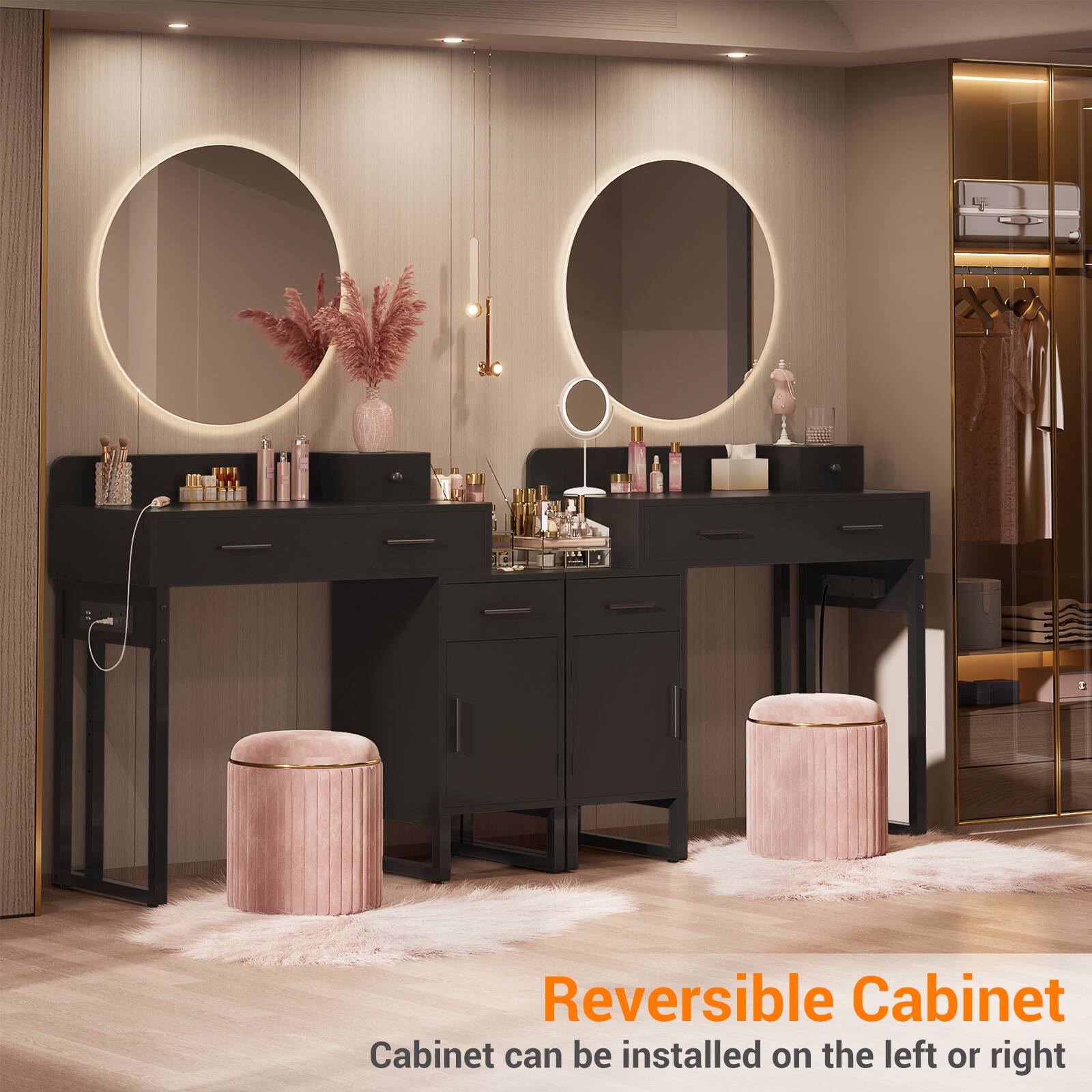 Reversible Cabinet  
Cabinet can be installed on the left or right
