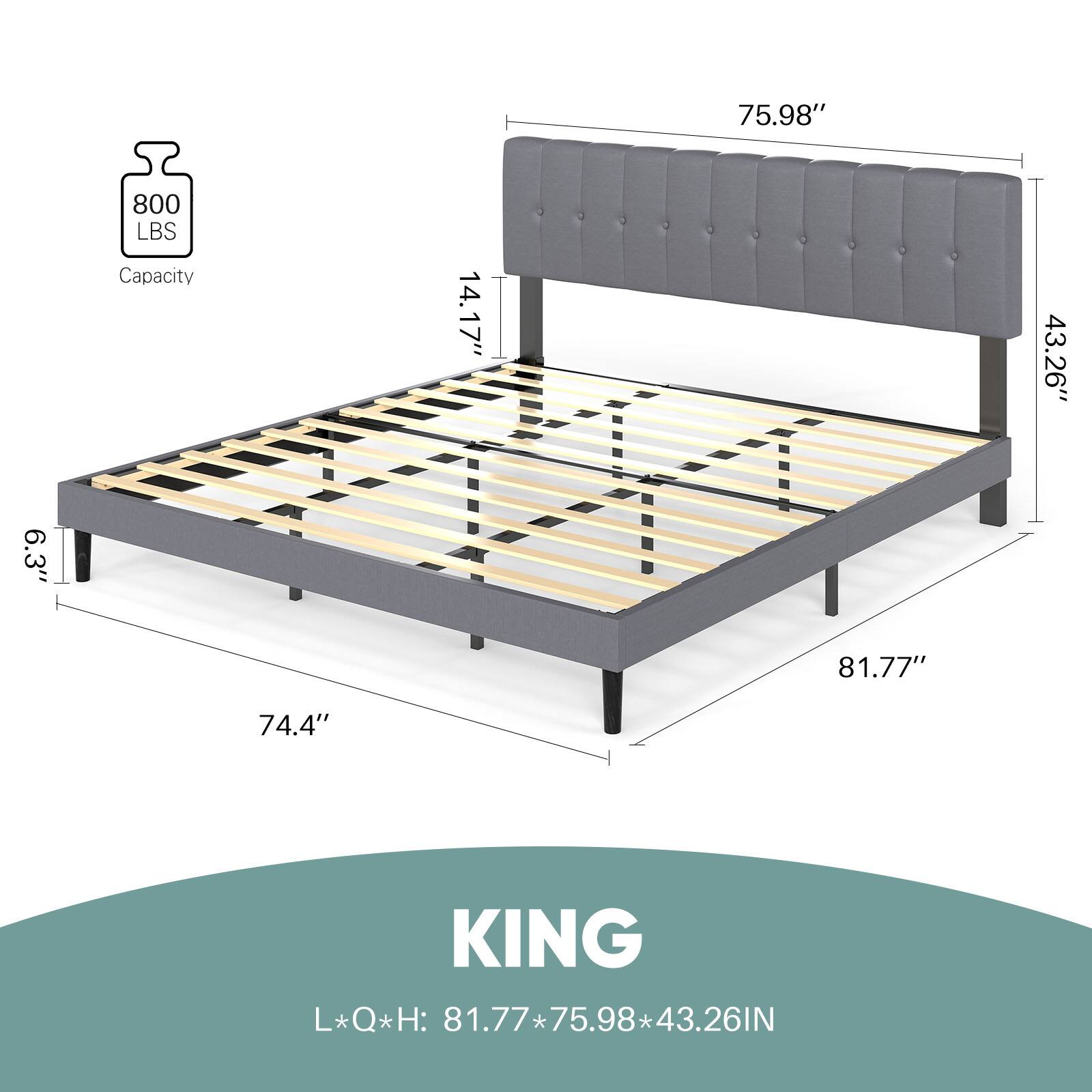 75.98" 800 LBS Capacity 14.17" 43.26" 6.3" 81.77" 74.4" KING  
L*Q*H: 81.77*75.98*43.26IN  
75.98 * 43.26IN