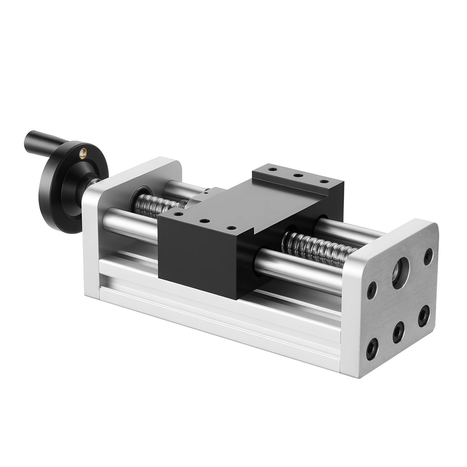 Alt View 5. VEVOR - Linear Stage Actuator, 100 mm Effective Stroke, Ball Screw CNC Linear Motion Guide Rail, Double Optical Axis - Silver.