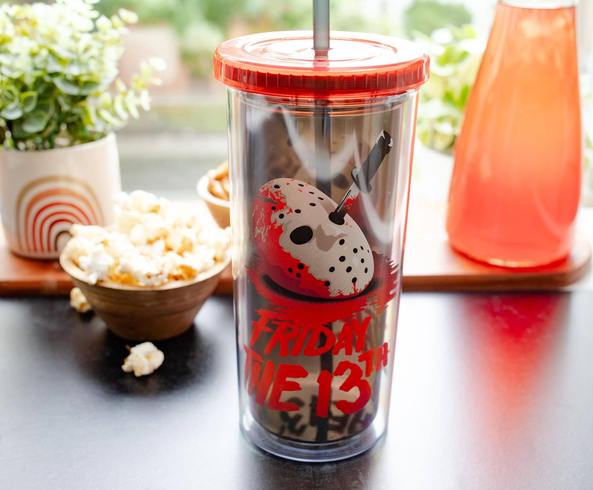 Alt View 2. Silver Buffalo - Friday the 13th: The Final Chapter Cold Cup With Lid and Straw | Holds 20 Ounces - Red.