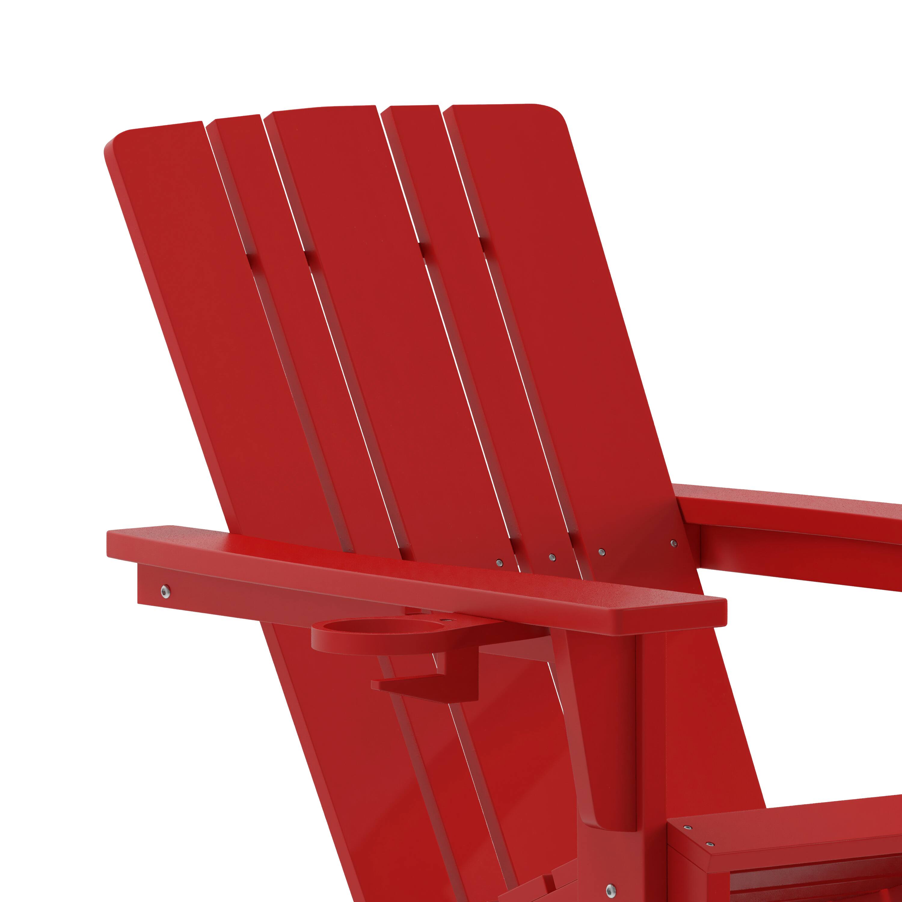 Alt View 10. Emma + Oliver - Haley Adirondack Rocking Chair with Cup Holder, Weather Resistant HDPE Adirondack Rocking Chair - Red.