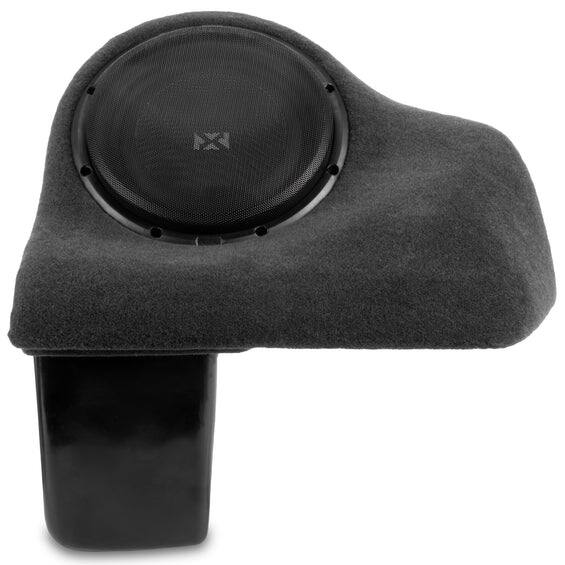 Left. NVX - BOOST Box Custom Fit 10" 350W RMS Loaded Sealed Subwoofer Enclosure for 2006-2013 Chevrolet C6 Corvette - Black.