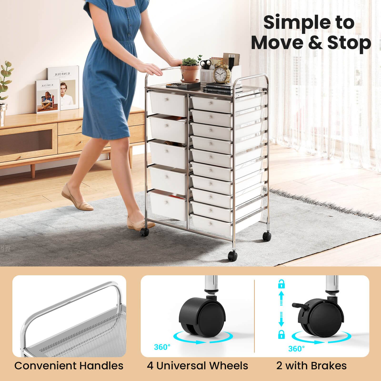 Simple to Move & Stop

Convenient Handles

4 Universal Wheels

2 with Brakes