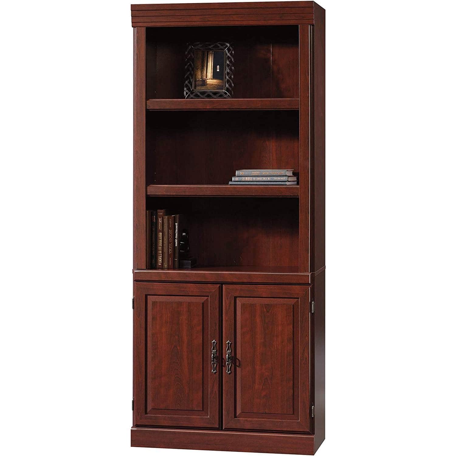 SlickBlue - 71" High Bookcase with 3 Wooden Shelves and Storage Drawer - Cherry