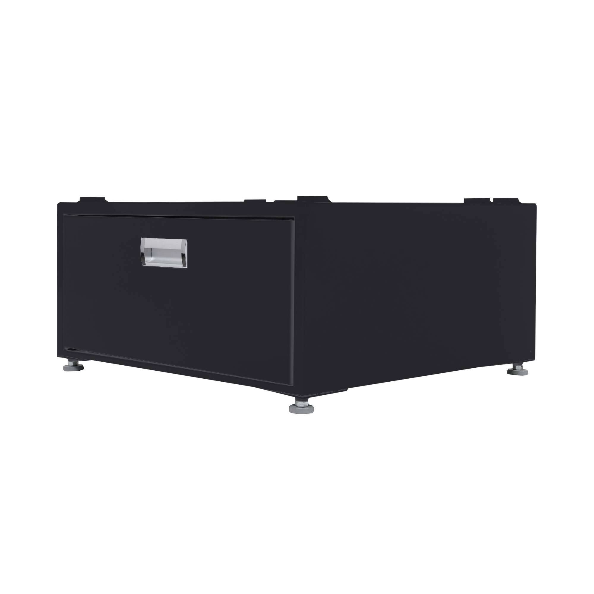 Left. Equator - Equator 24in Laundry Pedestal 11in tall + Rollout Storage Drawer Adjustable feet - Grey.