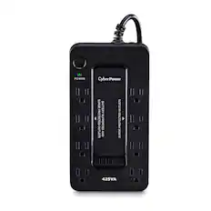 CyberPower
425VA
SURGE BATTERY PROTECTED
SUPPORTED OUTLETS AND OUTLETS PROTECTED SURGE