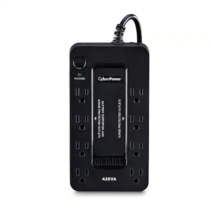 CyberPower
425VA
SURGE BATTERY PROTECTED
SUPPORTED OUTLETS AND OUTLETS PROTECTED SURGE