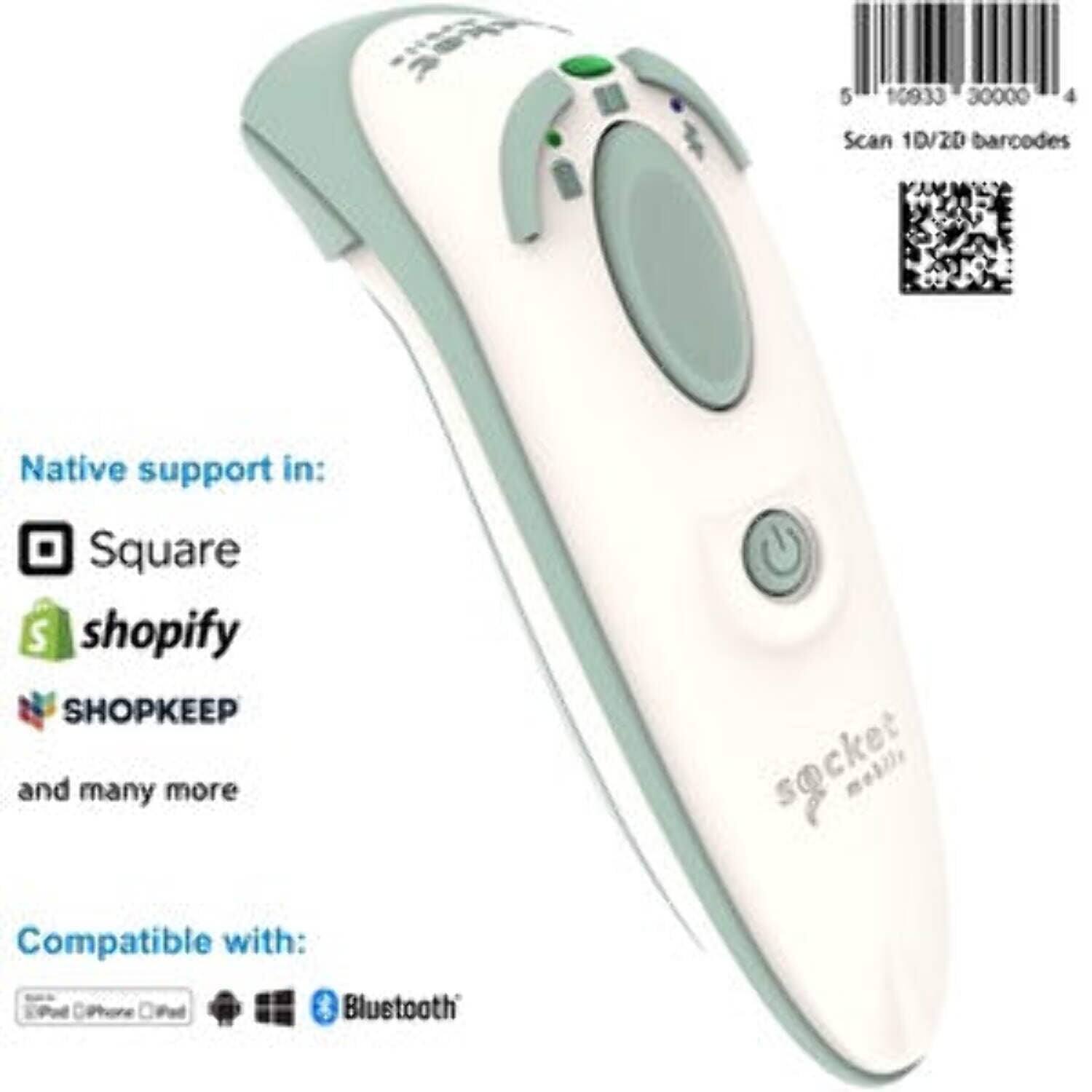 10933 30000
Scan 1D/2D barcodes
Native support in:
Square shopify SHOPKEEP and many more
Compatible with: Clited Bluetooth socket