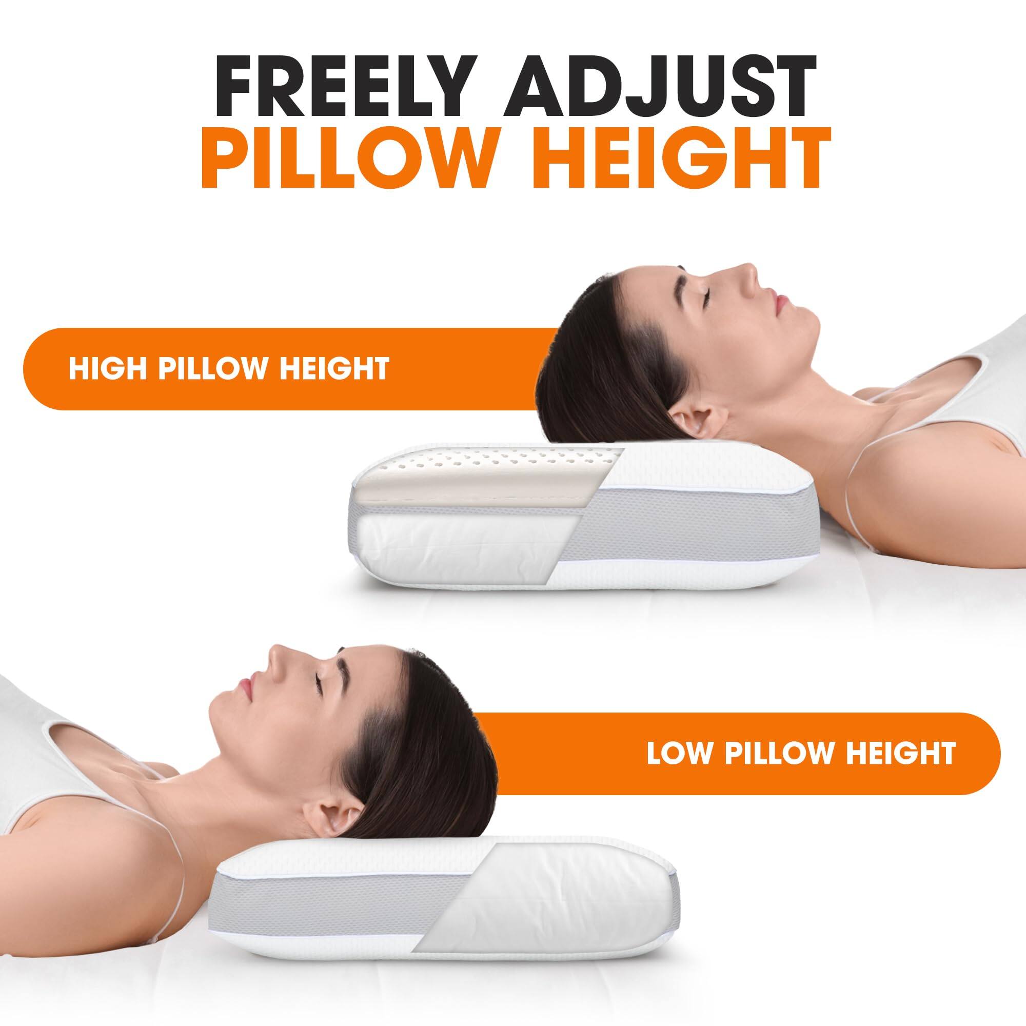 FREELY ADJUST PILLOW HEIGHT

HIGH PILLOW HEIGHT

LOW PILLOW HEIGHT