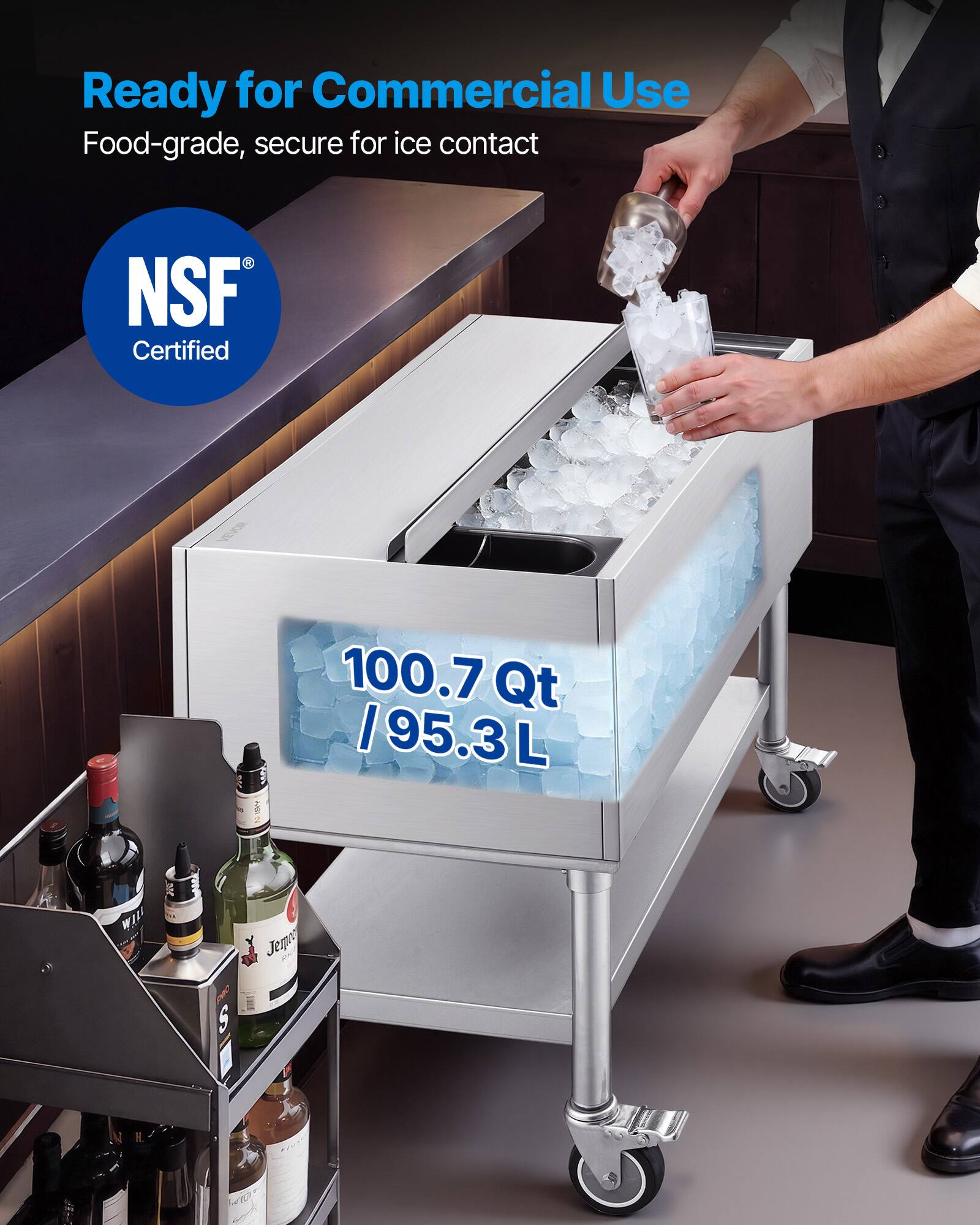 Ready for Commercial Use  
Food-grade, secure for ice contact  
NSF Certified  
100.7 Qt / 95.3 L