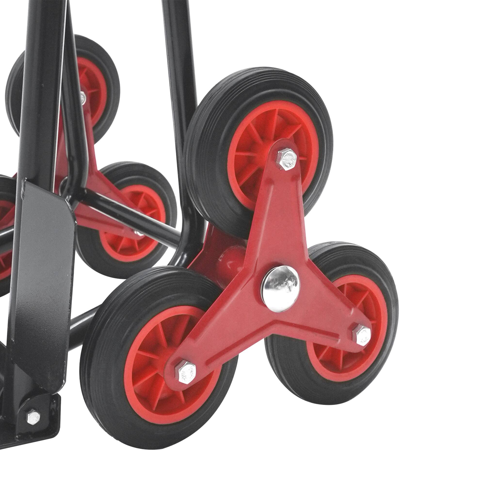 Alt View 3. Glintex - Folding Stair Climbing Dolly, Manual Truck Heavy-Duty Stair Climbing Hand Truck Trolley，Telescoping Handle and 6 Wheels - Black+Red.