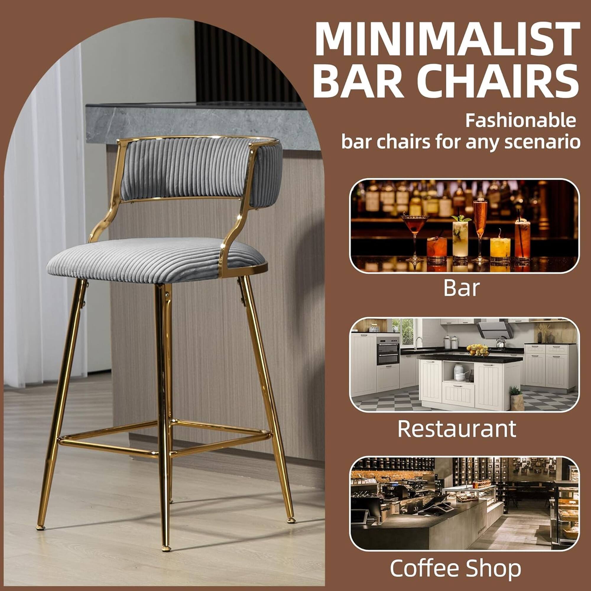 MINIMALIST BAR CHAIRS  
Fashionable bar chairs for any scenario  

Bar  
Restaurant  
Coffee Shop