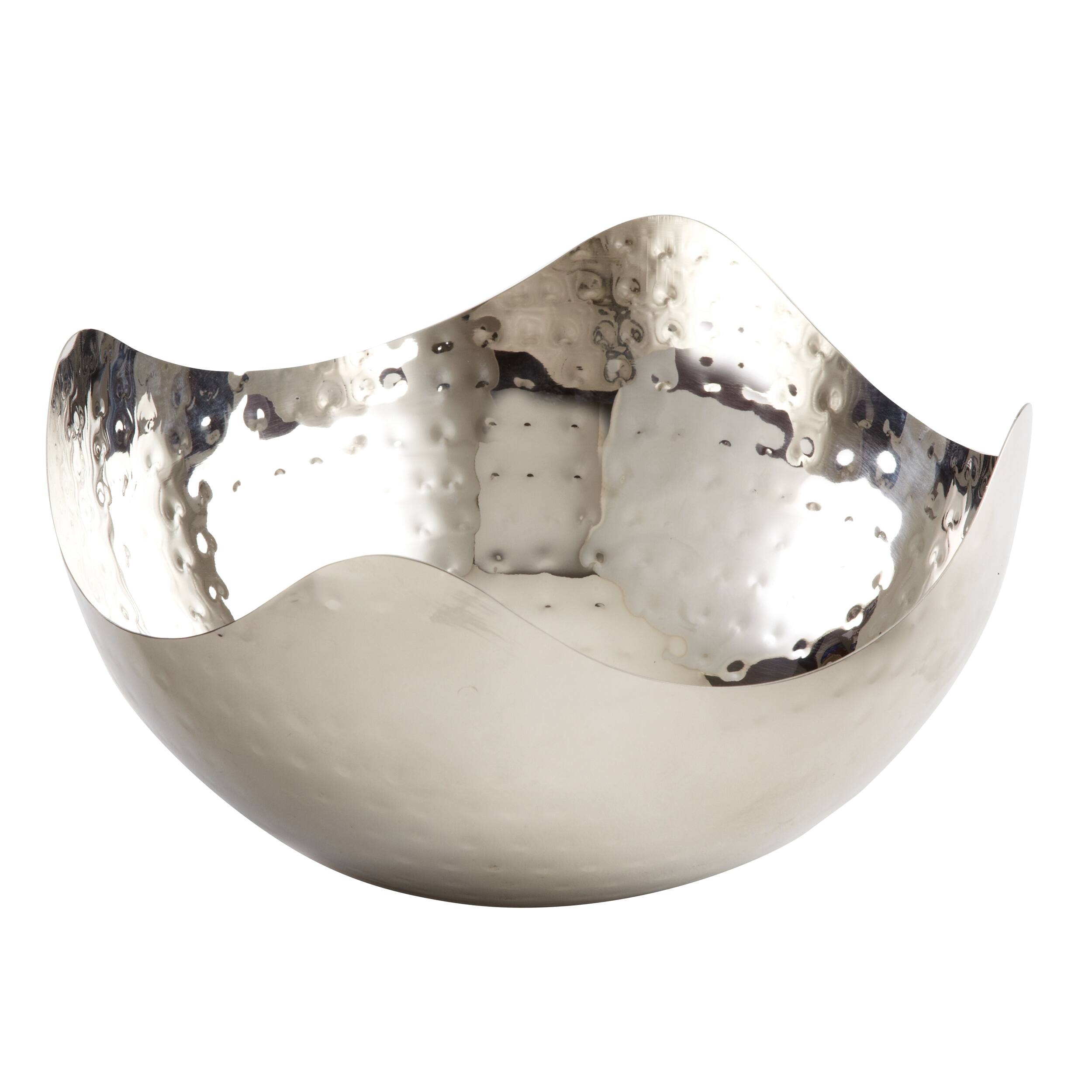Angle. Jiallo - 4 Angle Wave Bowl 8" - Silver.