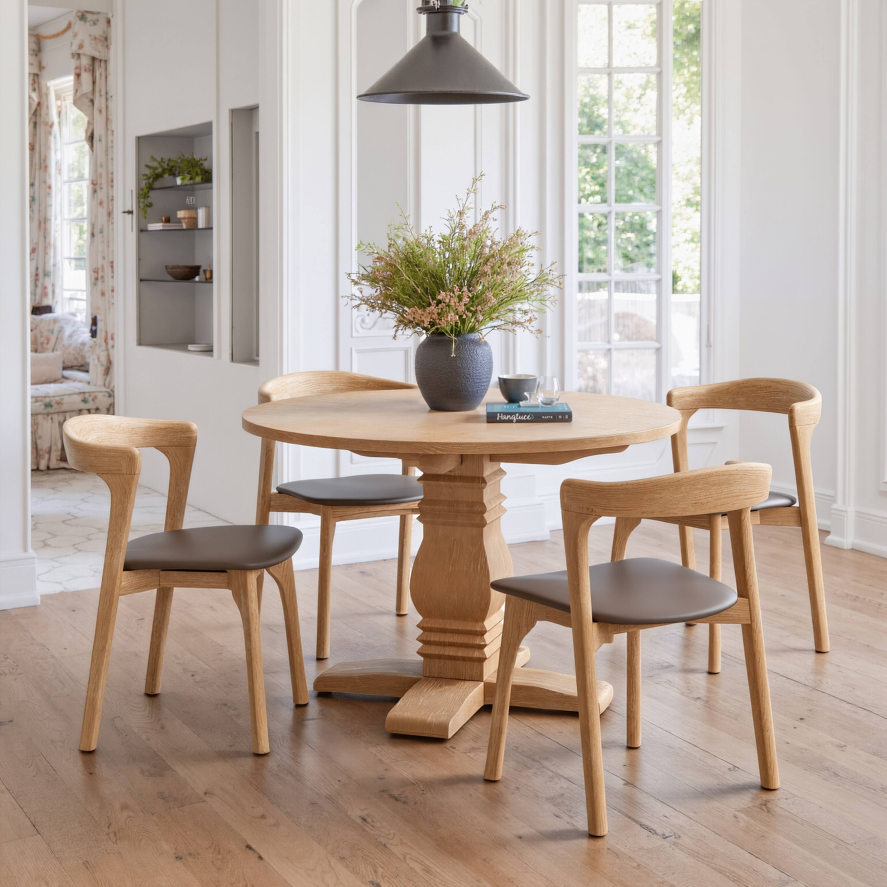 Angle. Hivvago - Tabi Dining Table Brown - Brown.