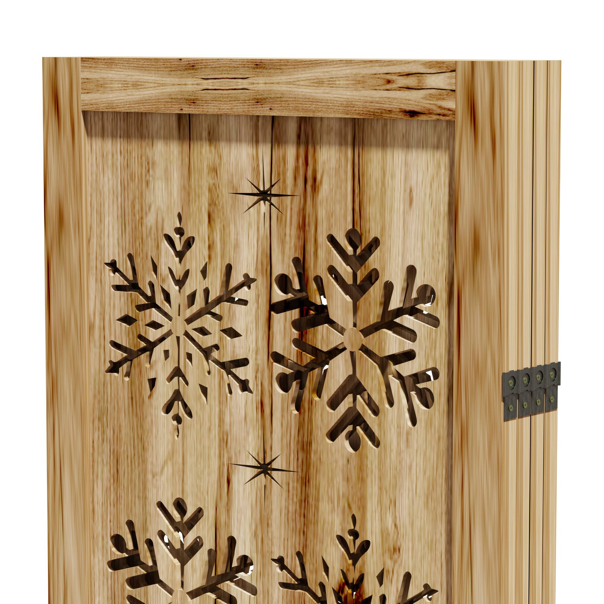 Left. PexFix - Room Divider, 4-Panel Freestanding Wood Screen, Snow Pattern, 67 in. H Folding Privacy Screen for Office, Bedroom - Natural.