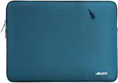 Front. mosiso - 15-16 Inch Laptop Sleeve with Pocket, Polyester Vertical Case for MacBook Pro 16 M5 M4 M3 M2 M1,HP Acer Dell Lenovo ASUS - Deep Teal.