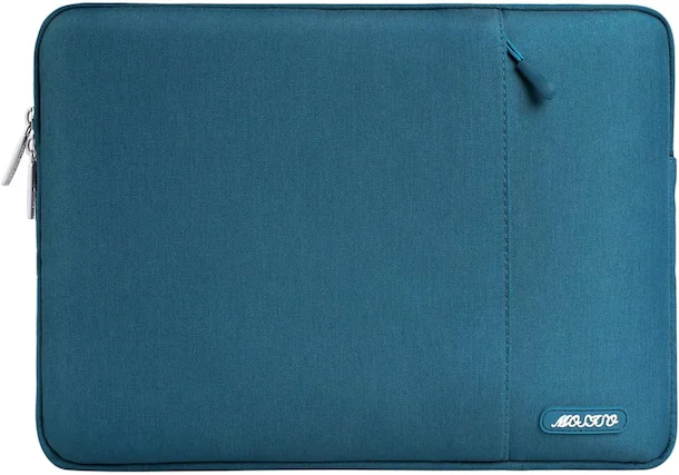 Front. mosiso - 15-16 Inch Laptop Sleeve with Pocket, Polyester Vertical Case for MacBook Pro 16 M5 M4 M3 M2 M1,HP Acer Dell Lenovo ASUS - Deep Teal.