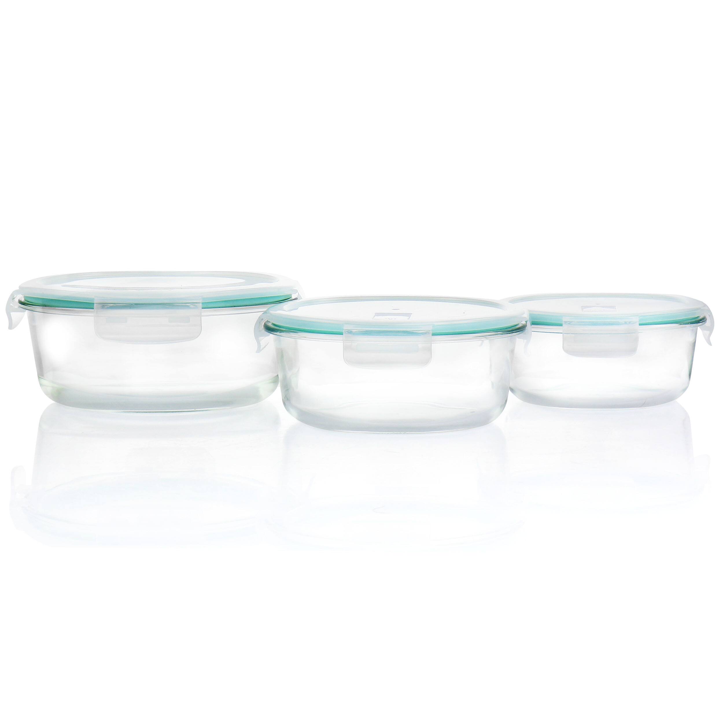 Angle. Martha Stewart - Martha Stewart 6 Piece Round Glass Storage Containers with Leak Proof Lids - Clear.