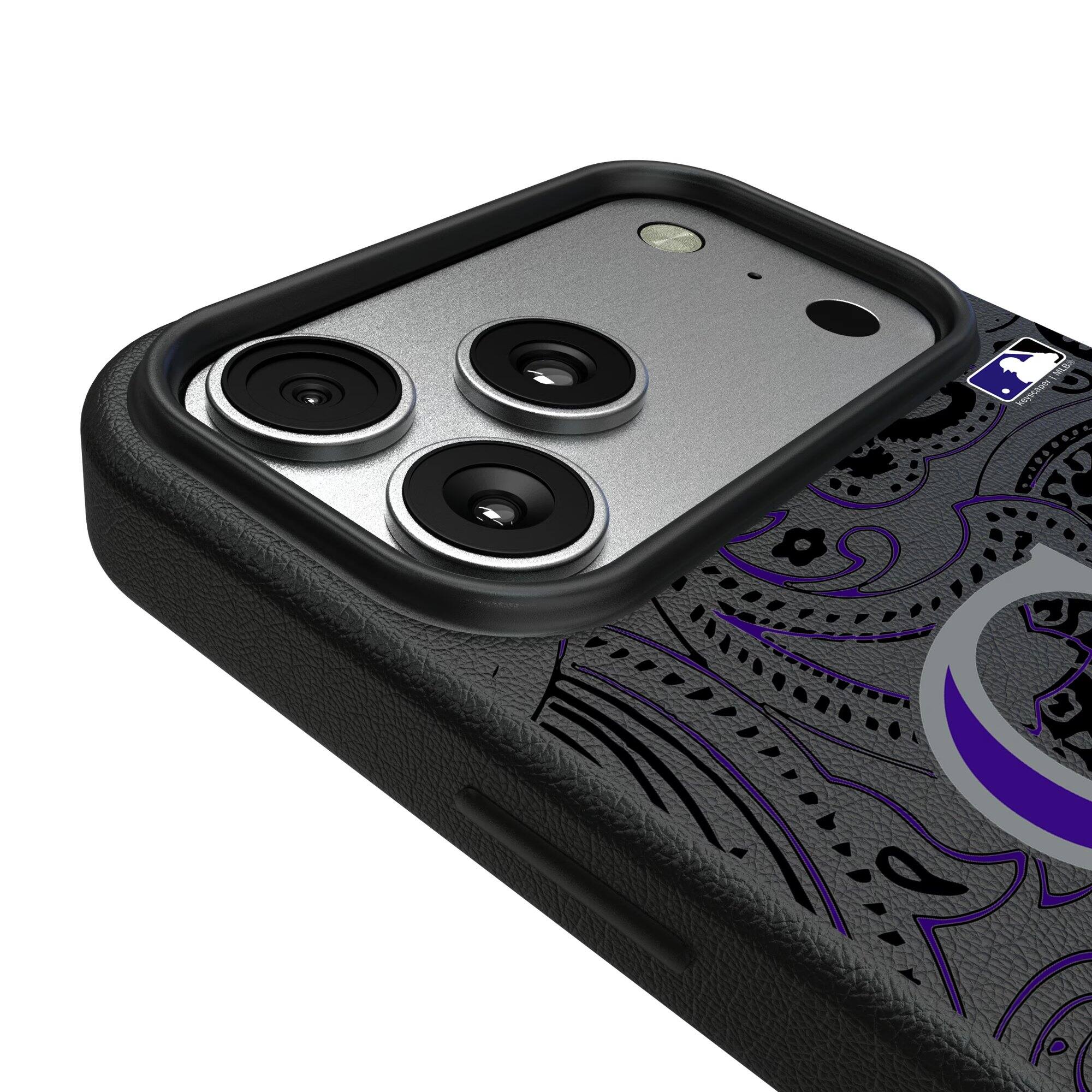 Alt View 2. Keyscaper - Colorado Rockies Paisley iPhone Magnetic Bump Case - 15 - Black.