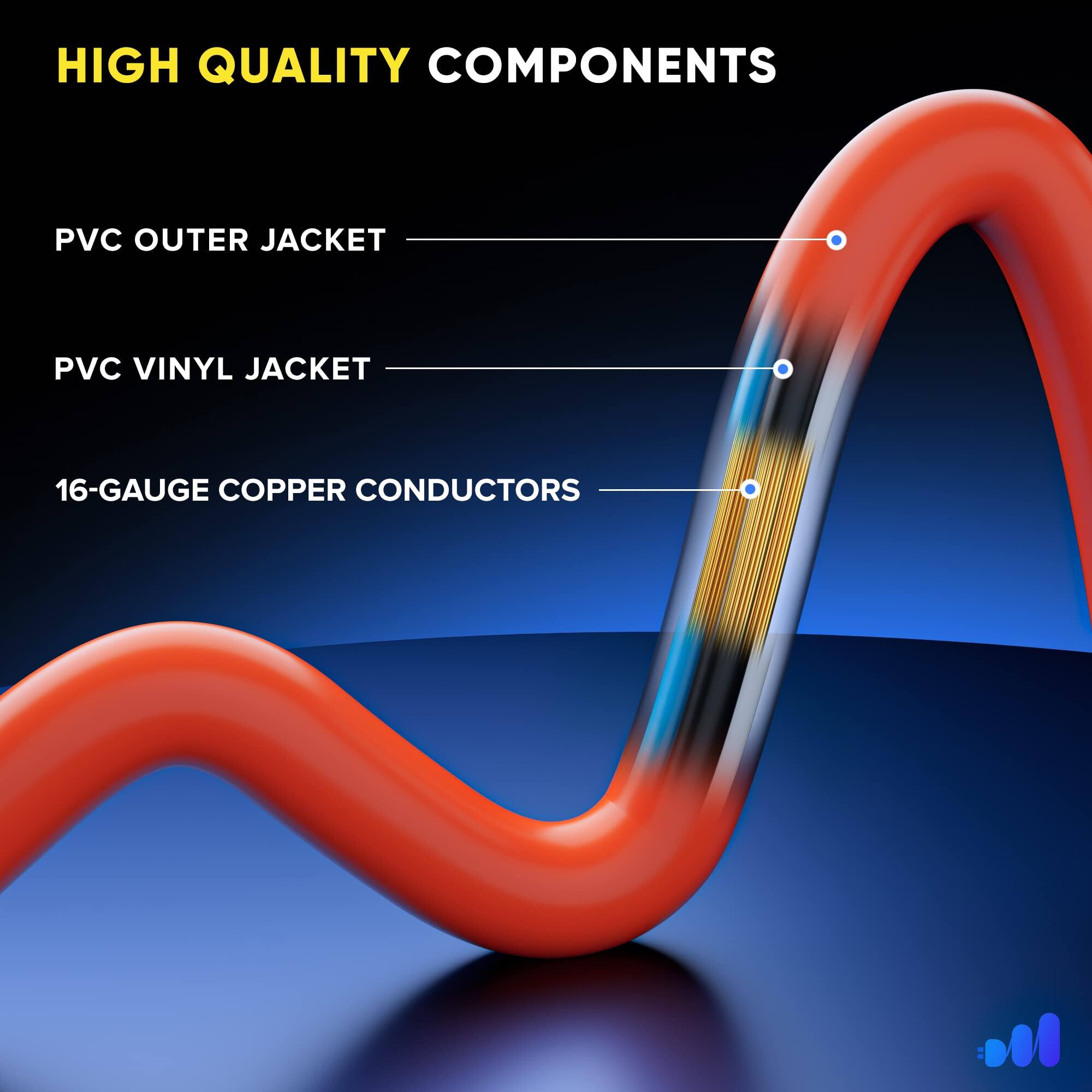 HIGH QUALITY COMPONENTS

- PVC OUTER JACKET
- PVC VINYL JACKET
- 16-GAUGE COPPER CONDUCTORS